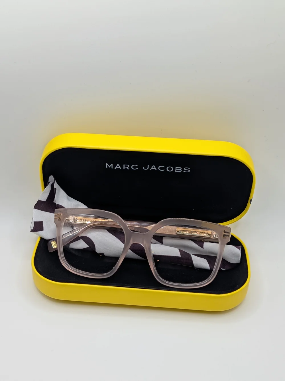 NWT Marc Jacobs MARC 1054 Square Acetate Eyeglasses Translucent Pink Nude + Case